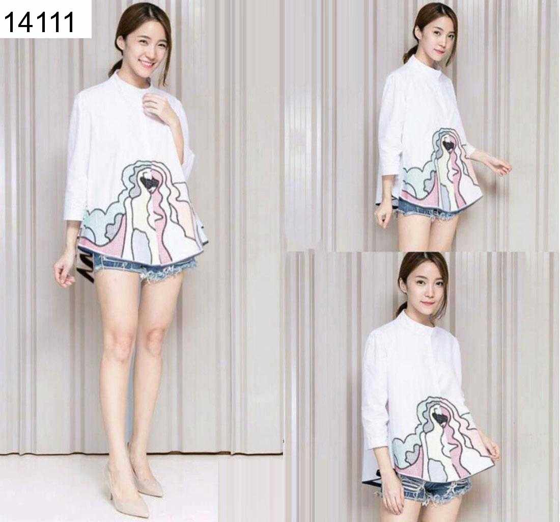 Jual PRODUK PO  White Abstrak Top - 14111